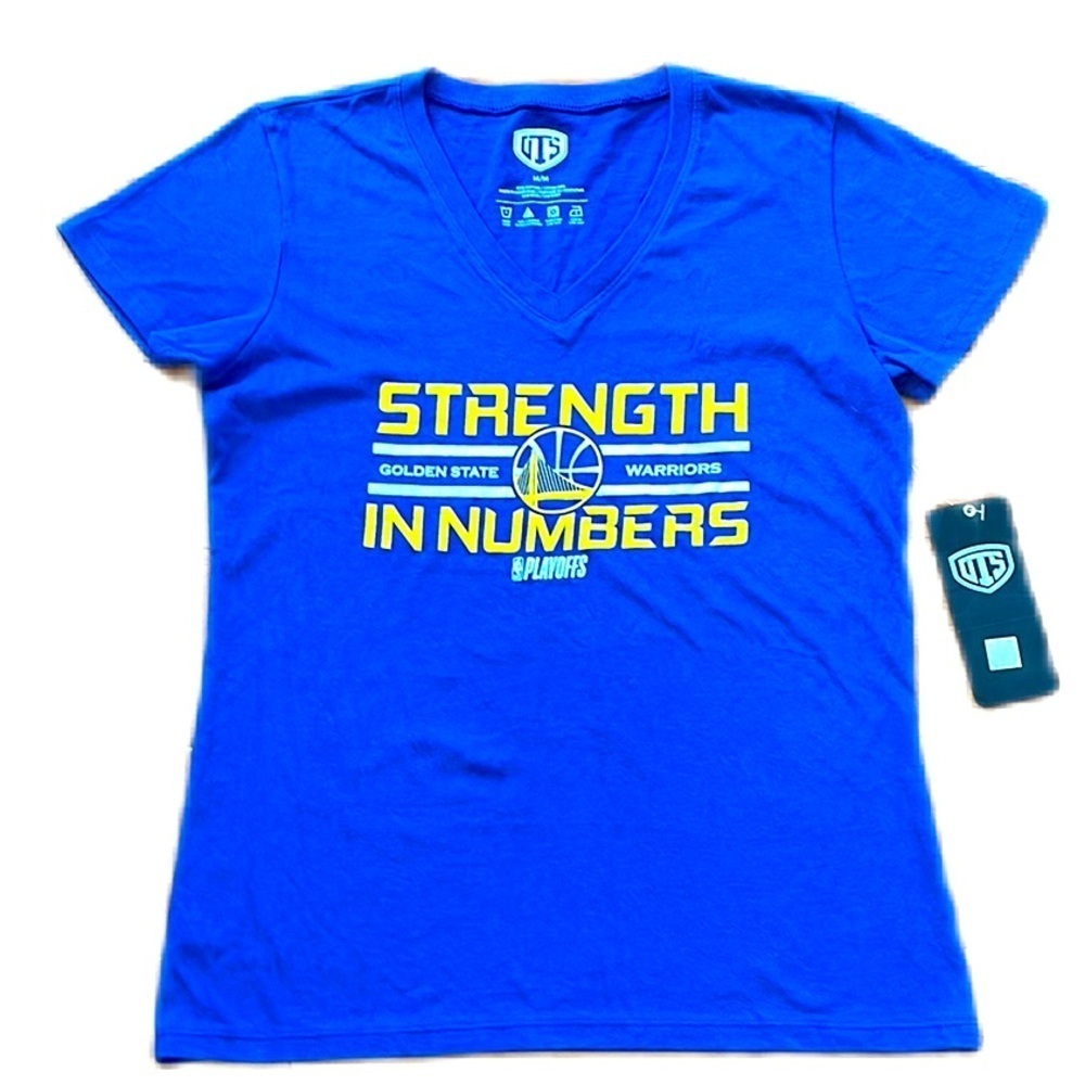 NWT OTS Women Golden State Warriors V Neck Shirt Size M